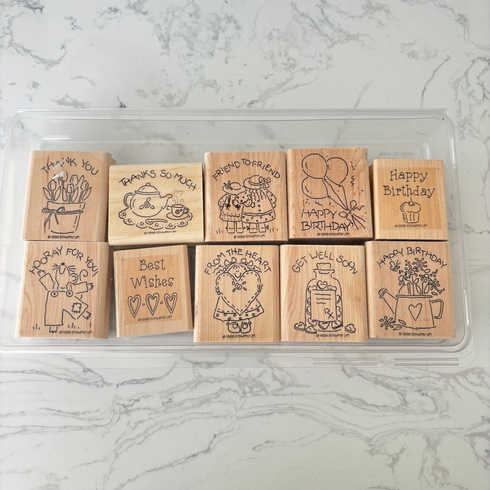 Stampin Up NICE & EASY NOTES Wood Mounted Stamp Set -